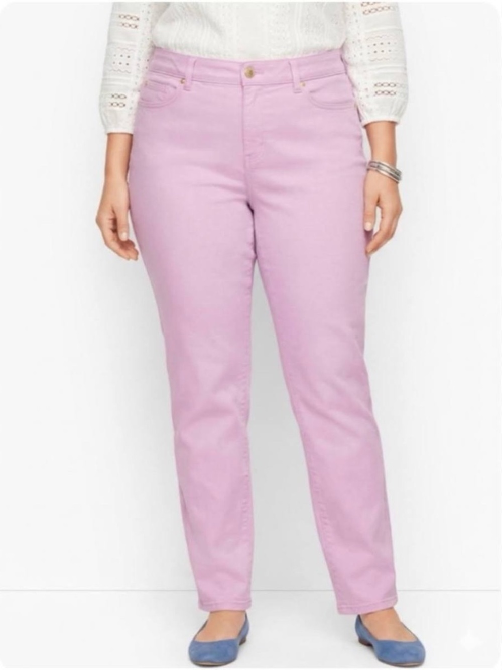 TALBOTS Jeans Women’s Size 24W Pink Boyfriend Flawless Five Pocket Denim EUC